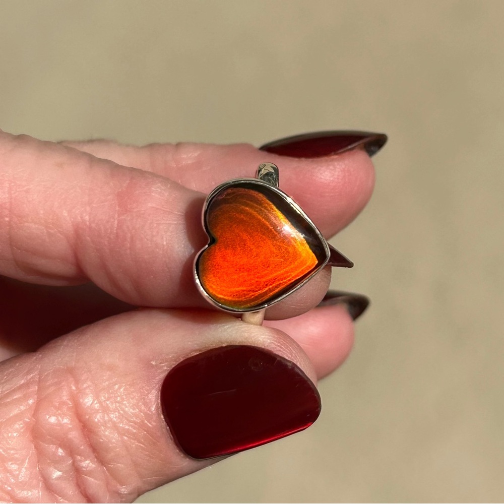 925 Sterling Silver Royal Opal Heart-Shaped Ring
